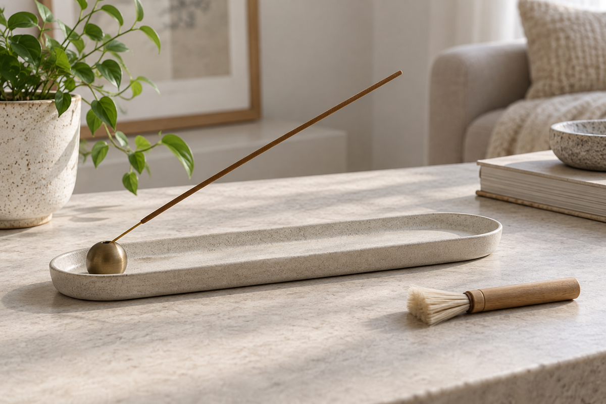 A practical home incense setup with a stable holder and clear ash path