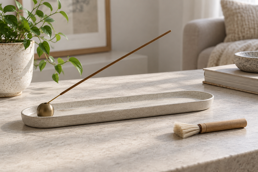 A practical home incense setup with a stable holder and clear ash path