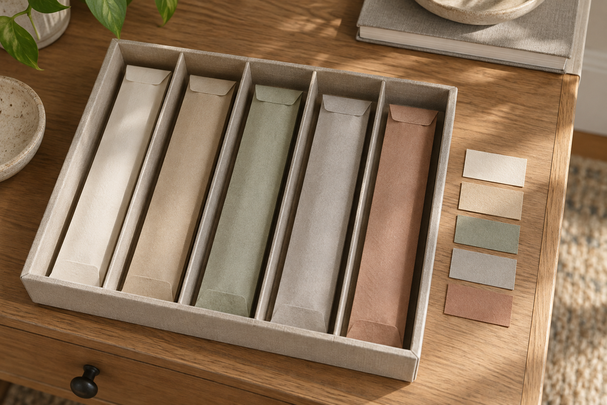 Several incense varieties stored separately in a clean, dry arrangement